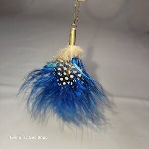 Blue and Red vintage 70s fathered earring